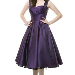 Unique Vintage Deep Purple Midi Dress
